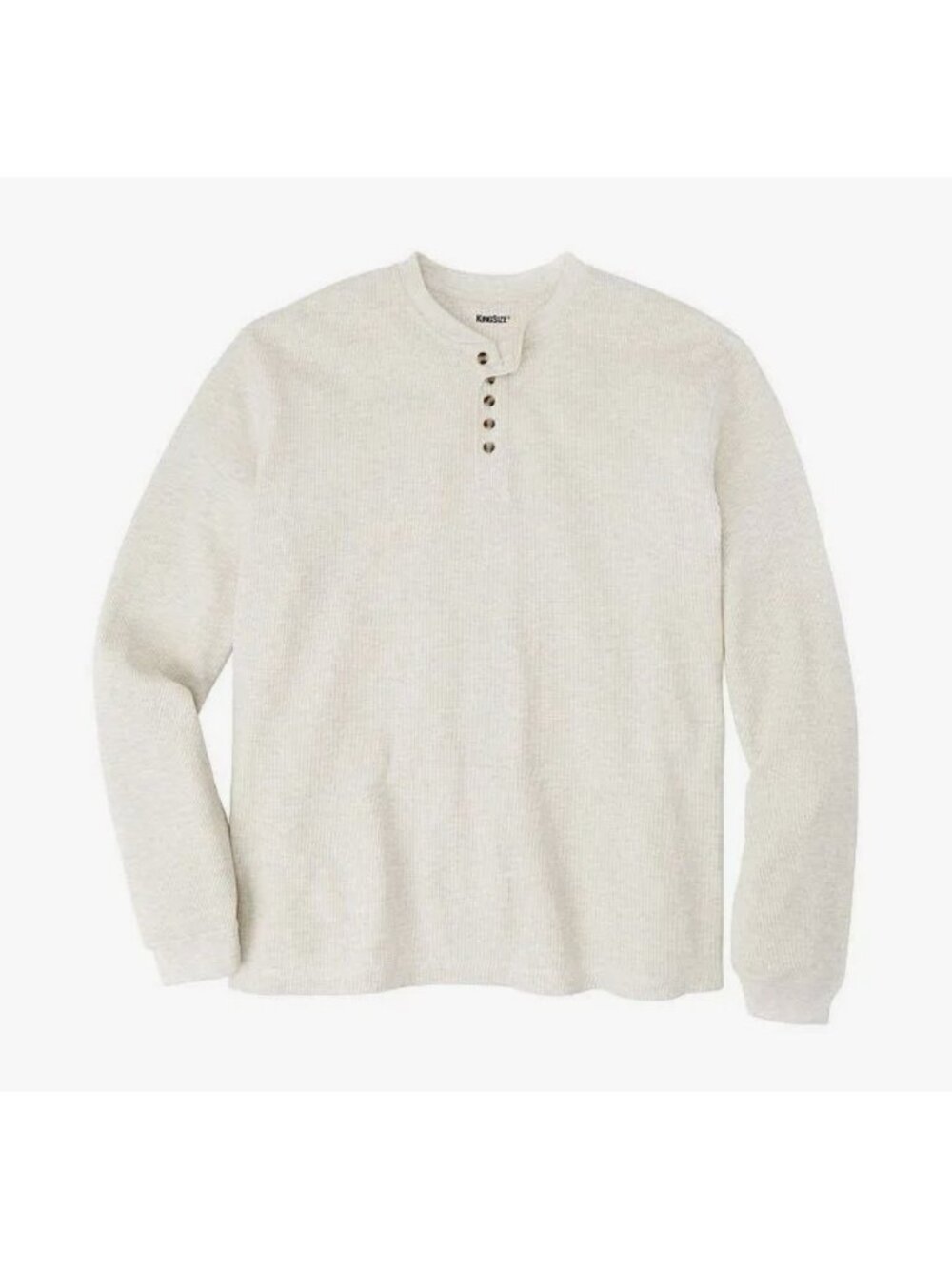 KINGSIZE Mens Waffle Knit Thermal Henley Tee Long Sleeve Shirt XL XLarge Oat New